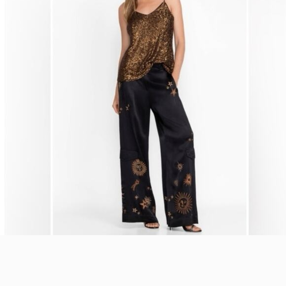 Johnny Was Black and Brown Wide-Leg Pants